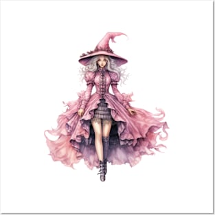 Pink Halloween Witch Posters and Art